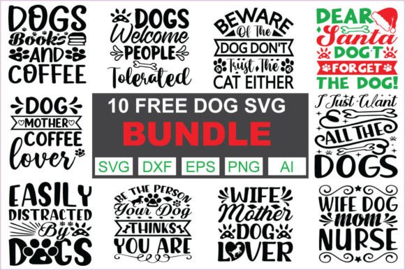 10 Free Dog SVG Bundle for Graphics and Crafts