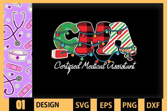 Christmas Lights CMA Nurse: Graphics for Crafts & Content