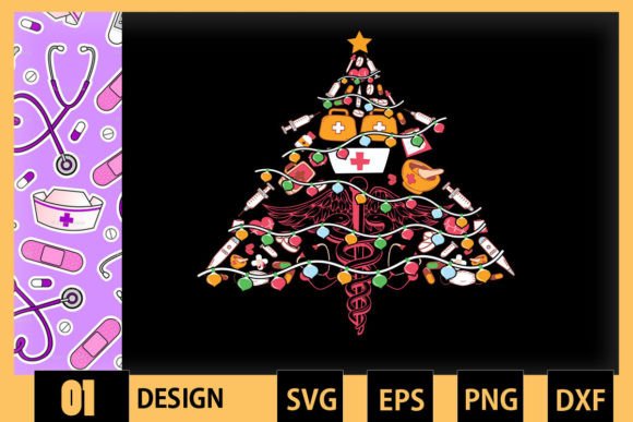 Merry Christmas Nurse Christmas Tree Graphics