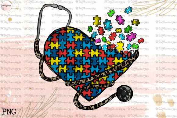 Nurse Autism Puzzle Stethoscope Heart Graphics and Crafts