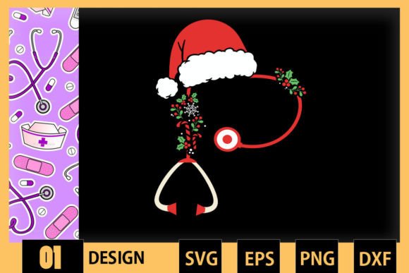 Nurse Christmas Stethoscope Heart - Graphics & Crafts