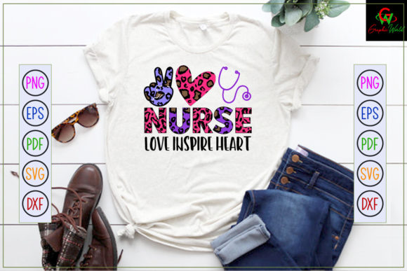 Nurse Love Inspire Heart Sublimation Graphics