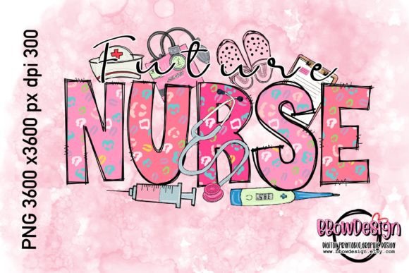 Pastel Leopard Future Nurse Png: Graphics for Crafts & Small Business
